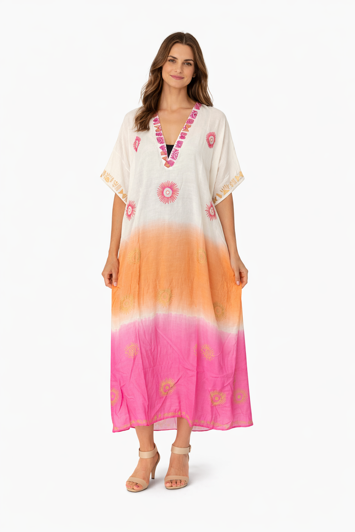 Ch-1338 pink long kaftan