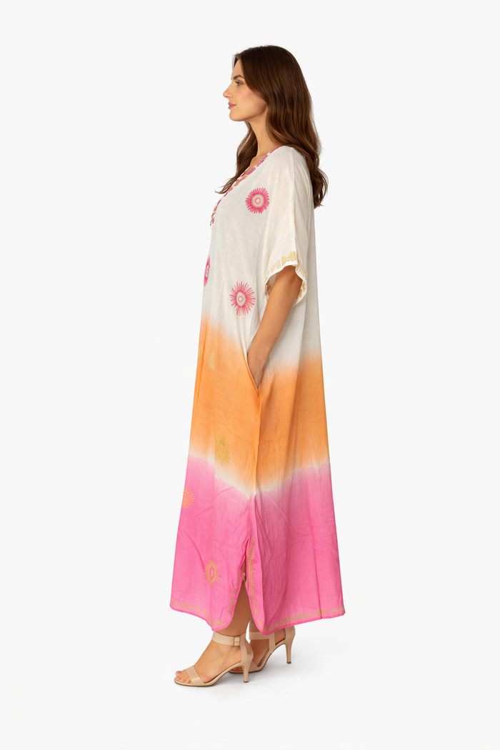 Ch-1338 pink long kaftan