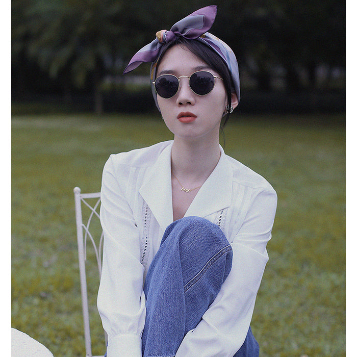 Chowxiaodou 16 Momme Iris Silk Twill Small Square Scarf 65*65