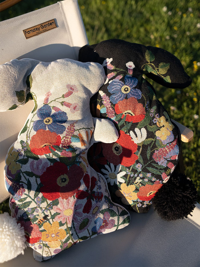 Chowxiaodou Rabbit Jacquard Braided Cushion Pillow-Off-White