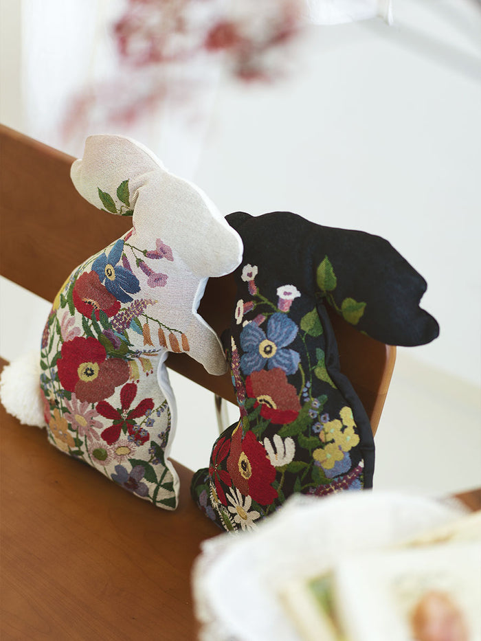 Chowxiaodou Rabbit Jacquard Braided Cushion Pillow-Off-White