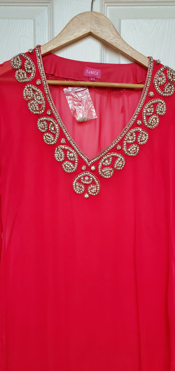 Coral V-NECK TUNIC TOP KAFTAN OMBRE