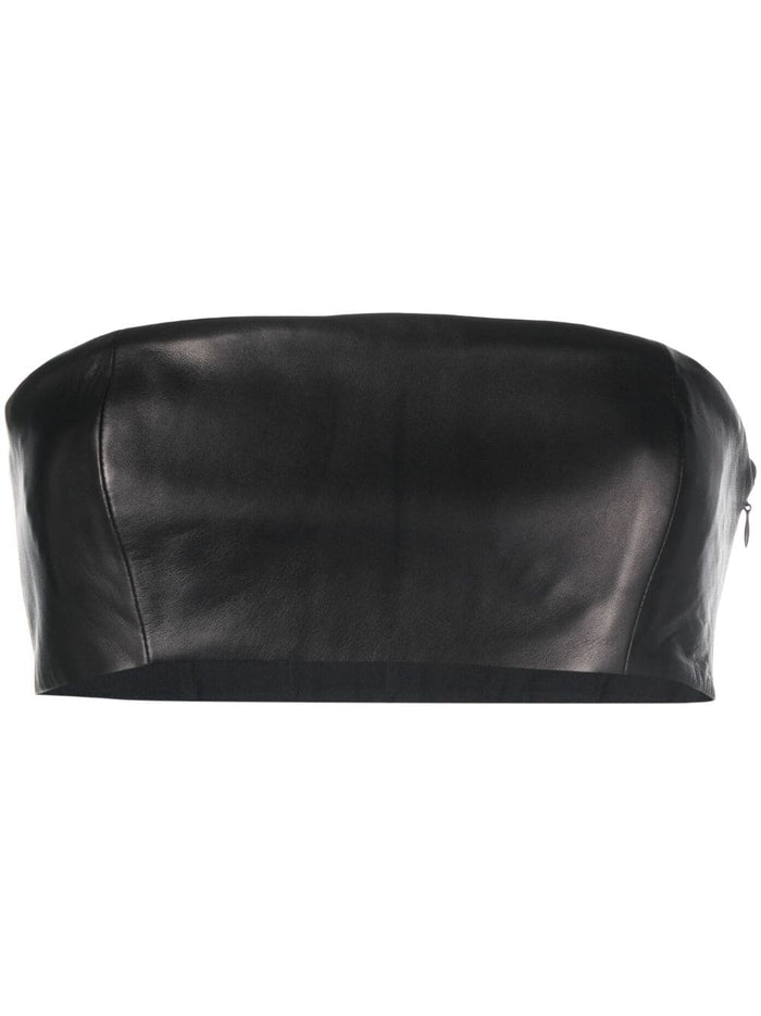 CROPPED LEATHER STRAPLESS TOP