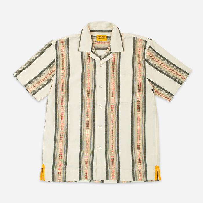 CUBAN JACQUARD STRIPE SHIRT - ORANGE/GREEN