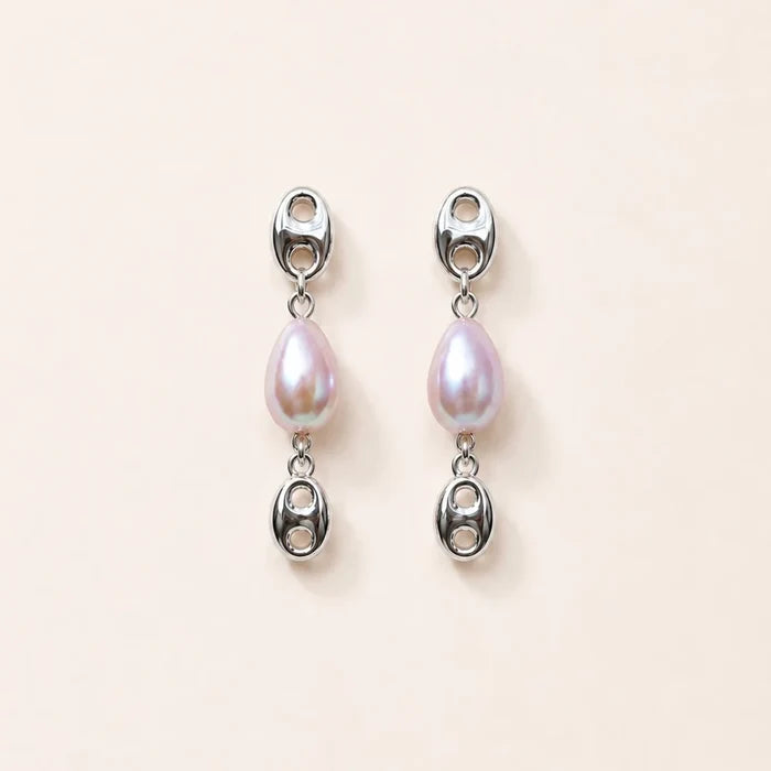 Diane Silver Pearl Earrings