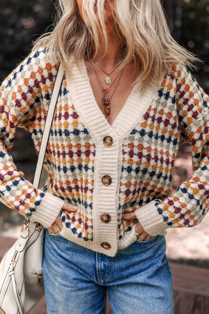 Dotty V Neck Cardigan