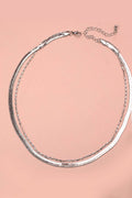 DOUBLE SNAKE  NECKLACE - Silver