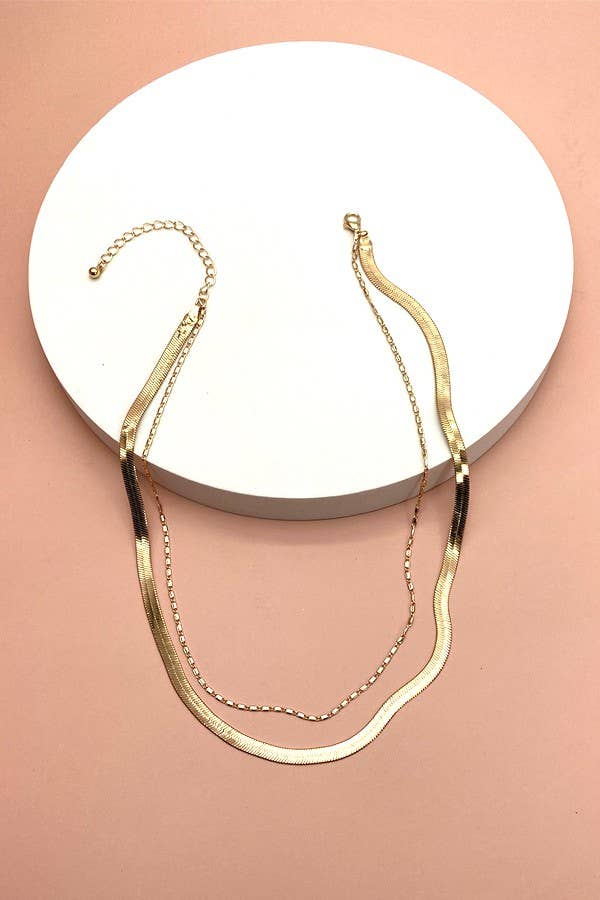 DOUBLE SNAKE  NECKLACE - Silver
