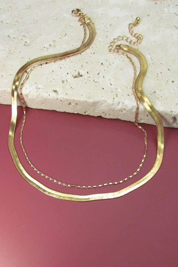 DOUBLE SNAKE  NECKLACE - Silver