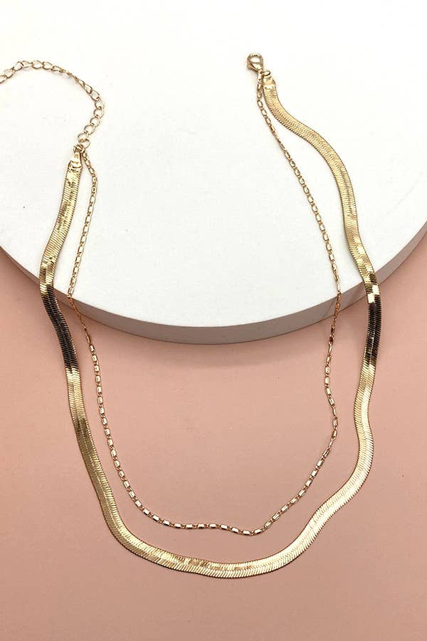 DOUBLE SNAKE  NECKLACE - Silver