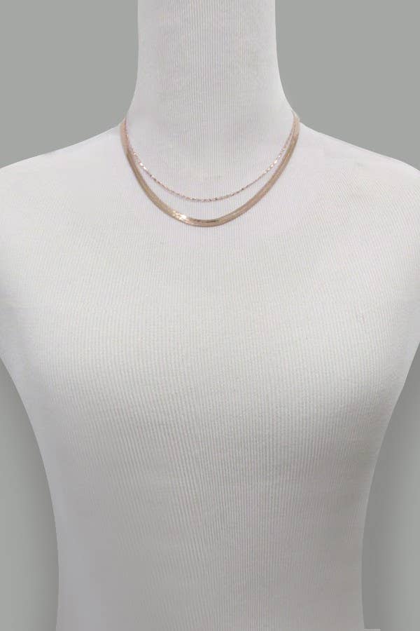 DOUBLE SNAKE  NECKLACE - Silver