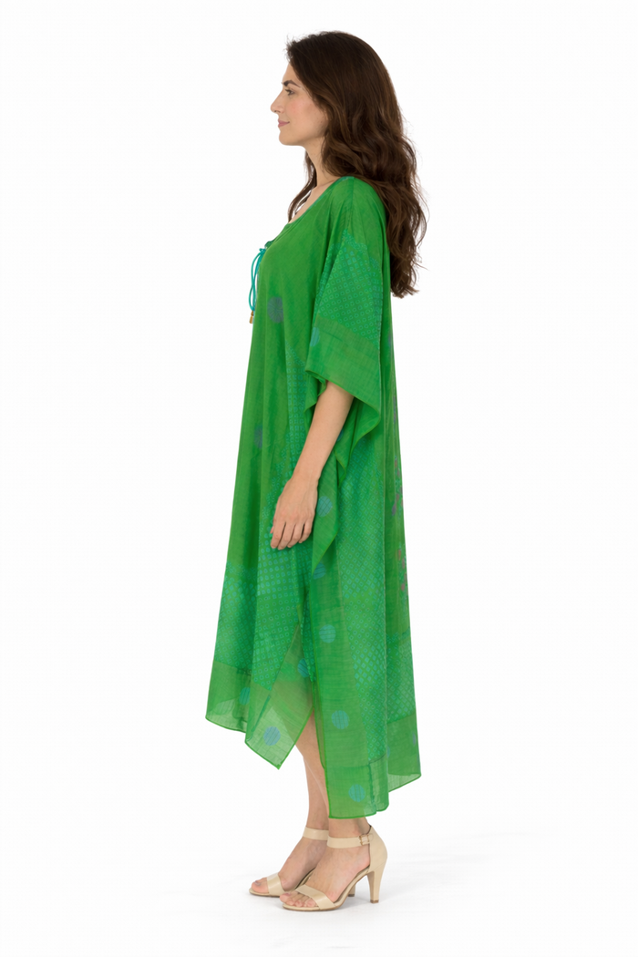 Emerald green comfortable cotton kaftan- ch-1255