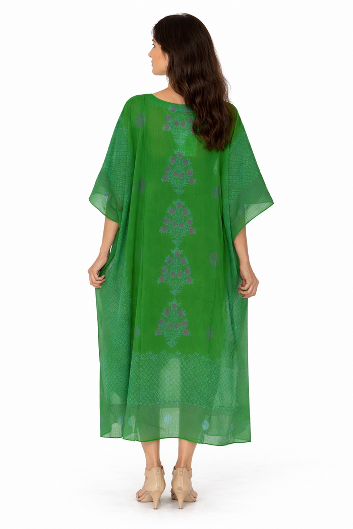 Emerald green comfortable cotton kaftan- ch-1255