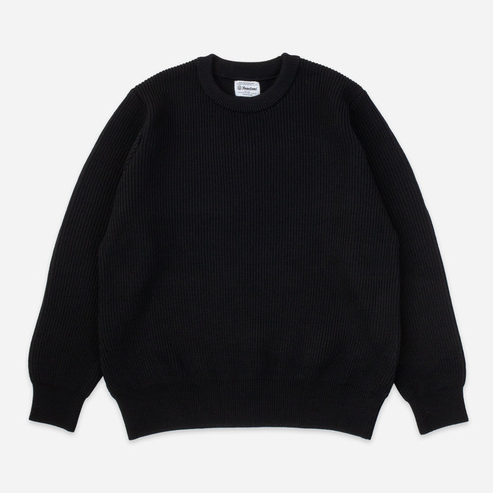 EX FINE WOOL RIB KNIT SWEATER - BLACK
