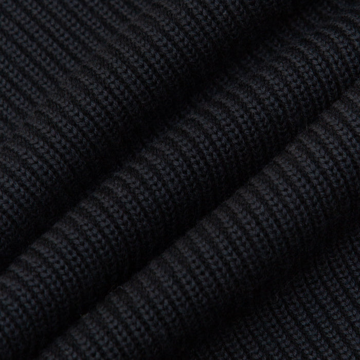 EX FINE WOOL RIB KNIT SWEATER - BLACK