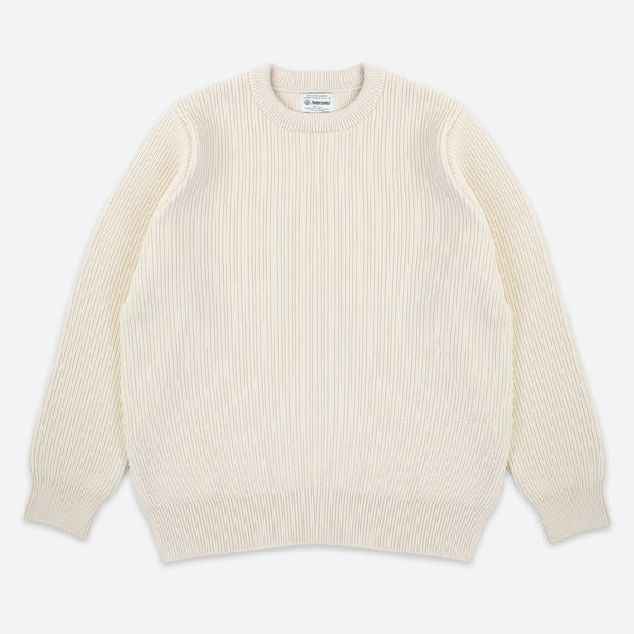 EX FINE WOOL RIB KNIT SWEATER - IVORY