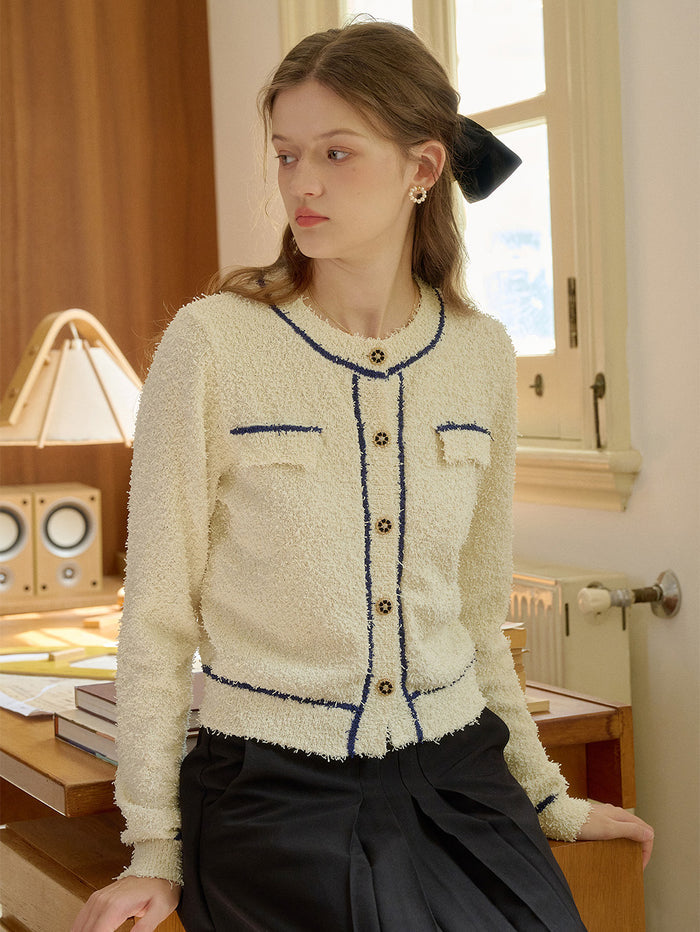 【Final Sale】Beatrix Round Neck Contrasting Cardigan