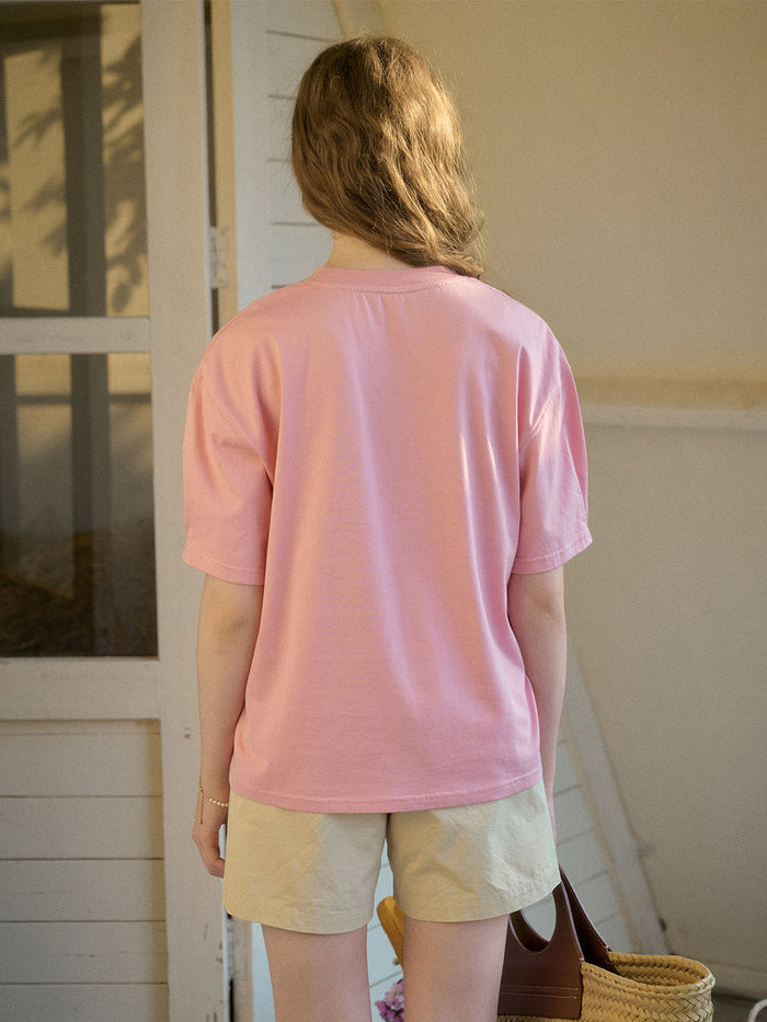 【Final Sale】Journey Puppy Applique Round Neck Short Sleeve Casual T-Shirt