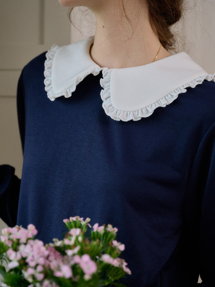 【Final Sale】Karen Peter Pan Collar  Sweatershirt