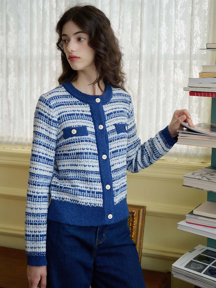 【Final Sale】Oakley Crew Neck Contrast Sweater Cardigan