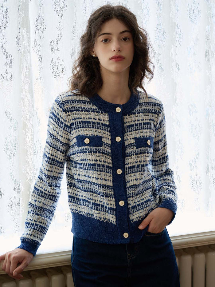 【Final Sale】Oakley Crew Neck Contrast Sweater Cardigan