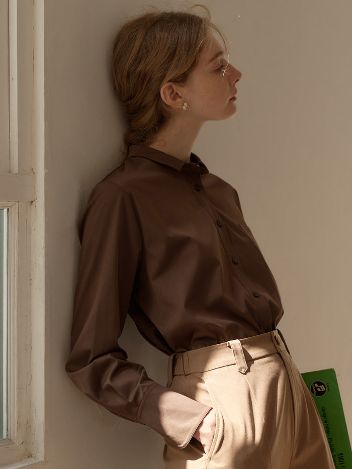 【Final Sale】Sarahi French Cuffs Small Lapel Shirt