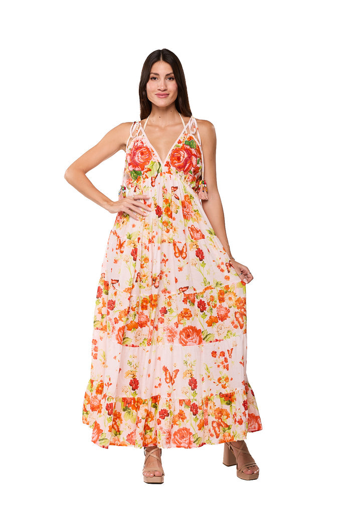 Floral Beach Club Maxi Dress – Resort Glamour Edition AKC-31818