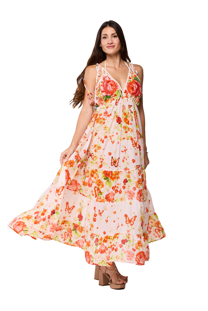 Floral Beach Club Maxi Dress – Resort Glamour Edition AKC-31818