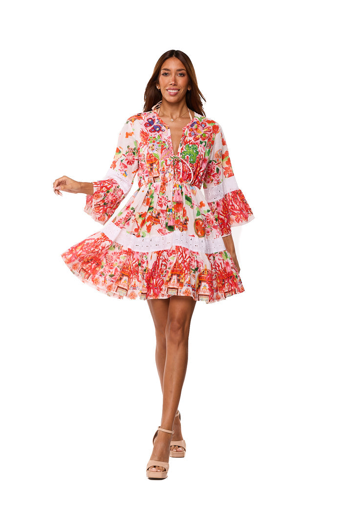 Floral Ruffle Mini Dress -2024-221