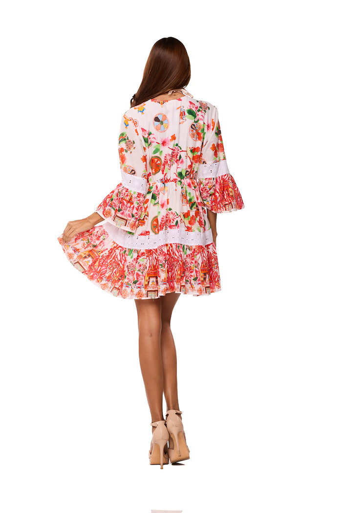 Floral Ruffle Mini Dress -2024-221