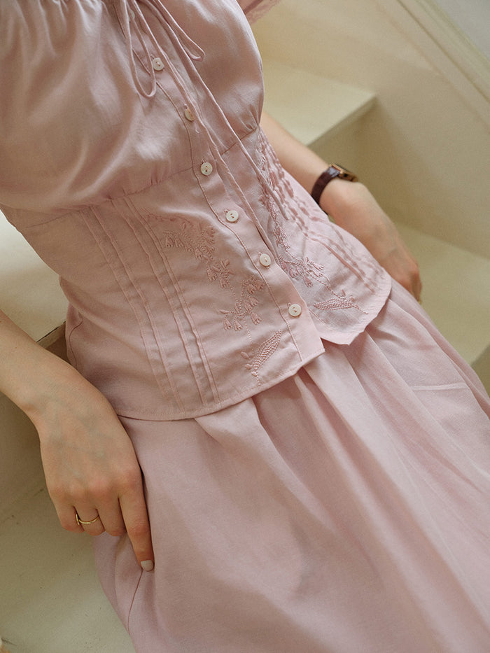 Gabriella Lace Collar Embroidery Blouse