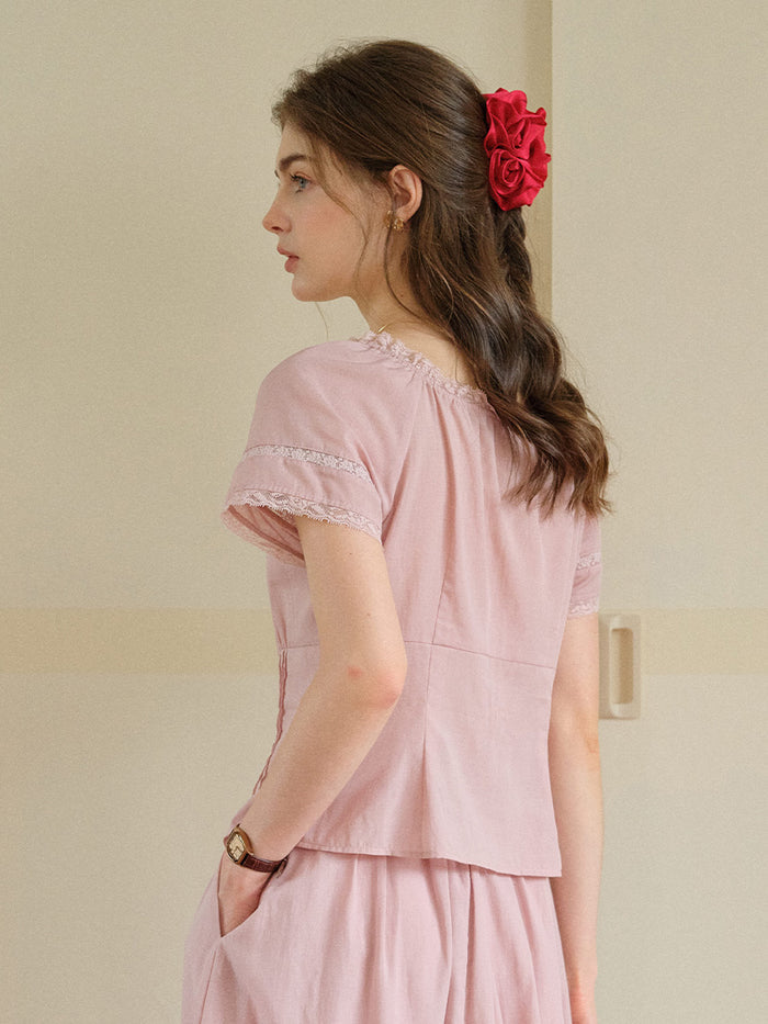 Gabriella Lace Collar Embroidery Blouse