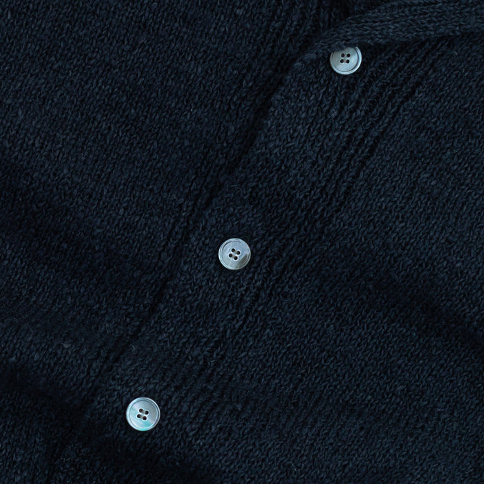 GIMU SLUB MOKU BUTTON SHIRT - NAVY/BLACK