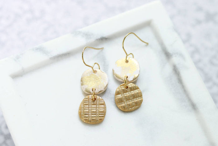 Gold Mix Clay Earrings