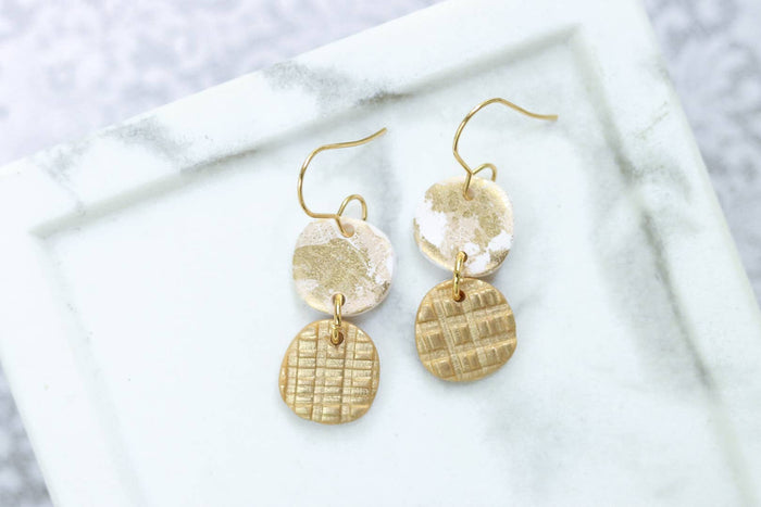Gold Mix Clay Earrings