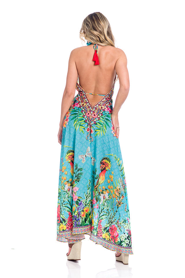Hawaii dress, floral dress yellow/green
