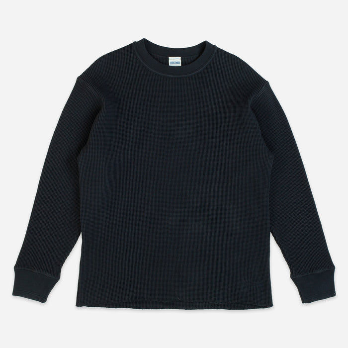 HEAVY WAFFLE SWEATER - DARK NAVY
