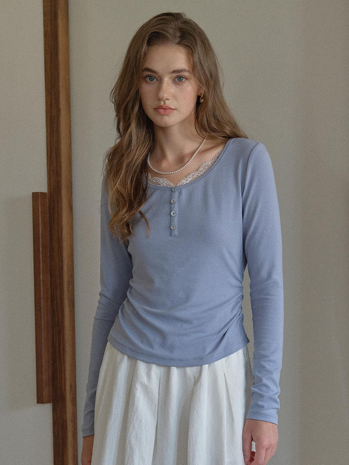 Helena French Round Neck Lace Blouse
