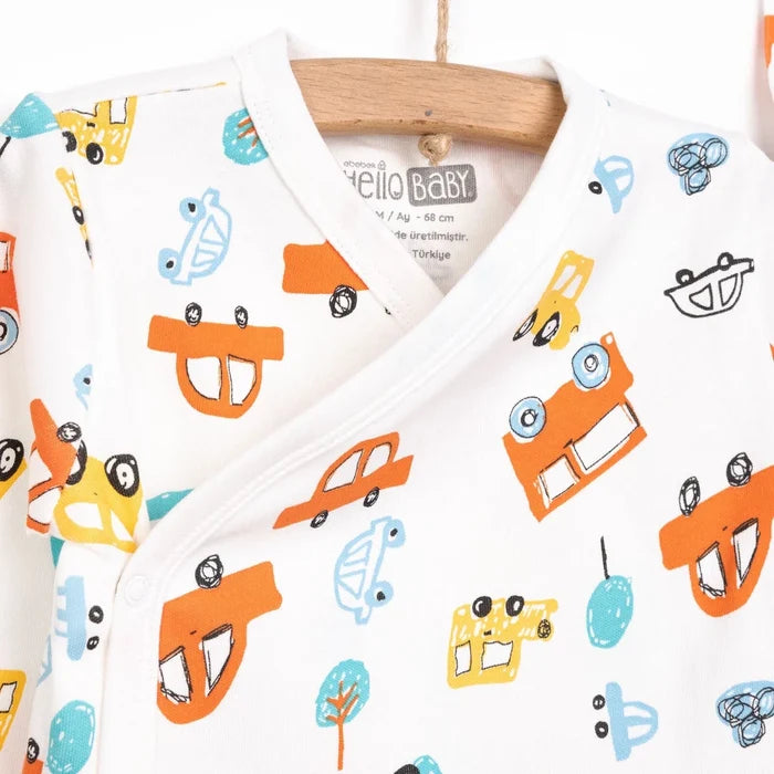 HelloBaby Boy Wrapover Top - Hat - Footed Bottom - Ecru Ecru - ebebek