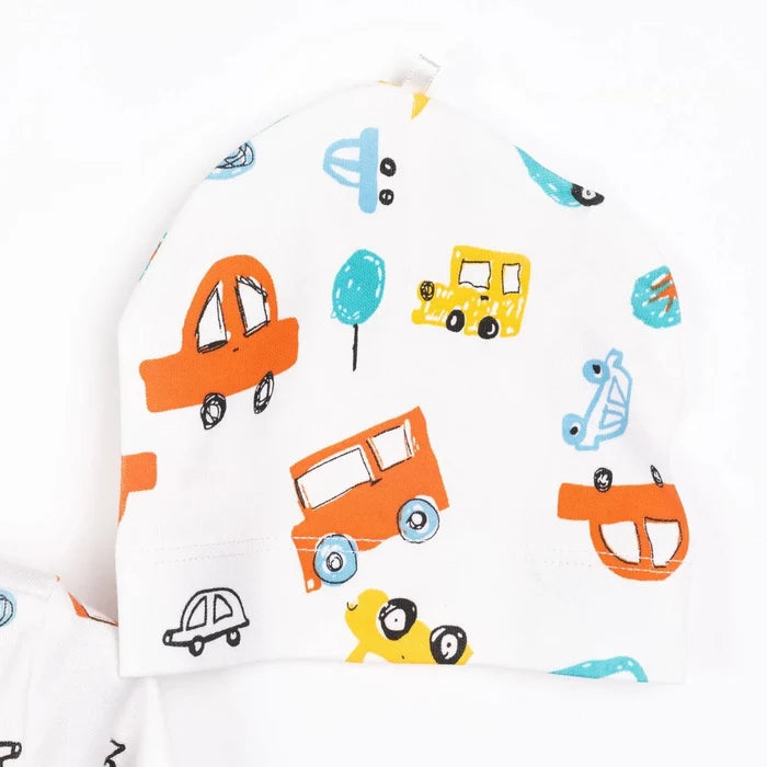 HelloBaby Boy Wrapover Top - Hat - Footed Bottom - Ecru Ecru - ebebek