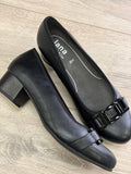 Jana - Black Buckle Court Shoe