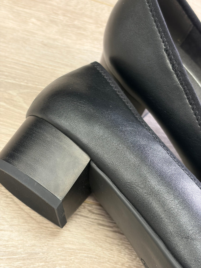 Jana - Black Buckle Court Shoe