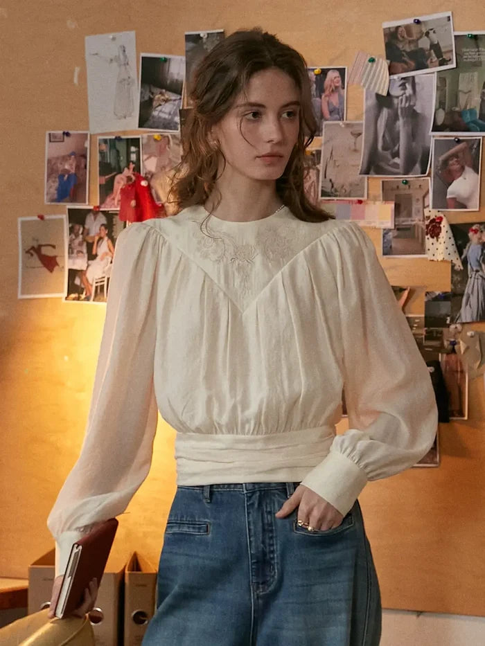 Kenia Round Neck Embroidered Blouse