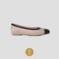 Charlie Stone Shoes Kensington british european elegant vintage style ladies flats chanel style black and nude leather with biomechanical insole for better foot health helps foot pain