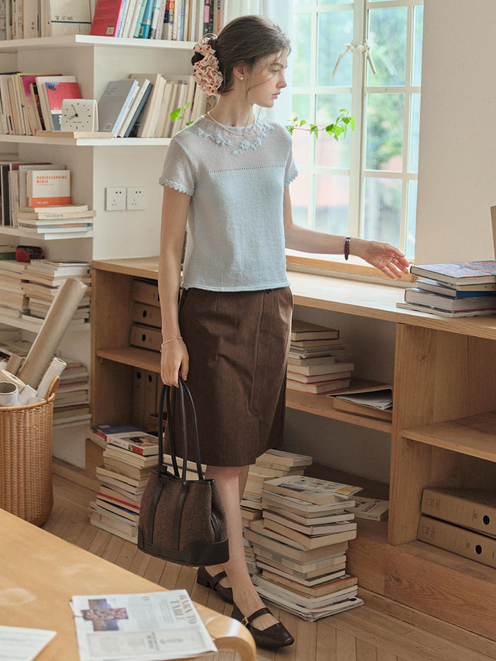 Kensley Button Simple Midi Skirt