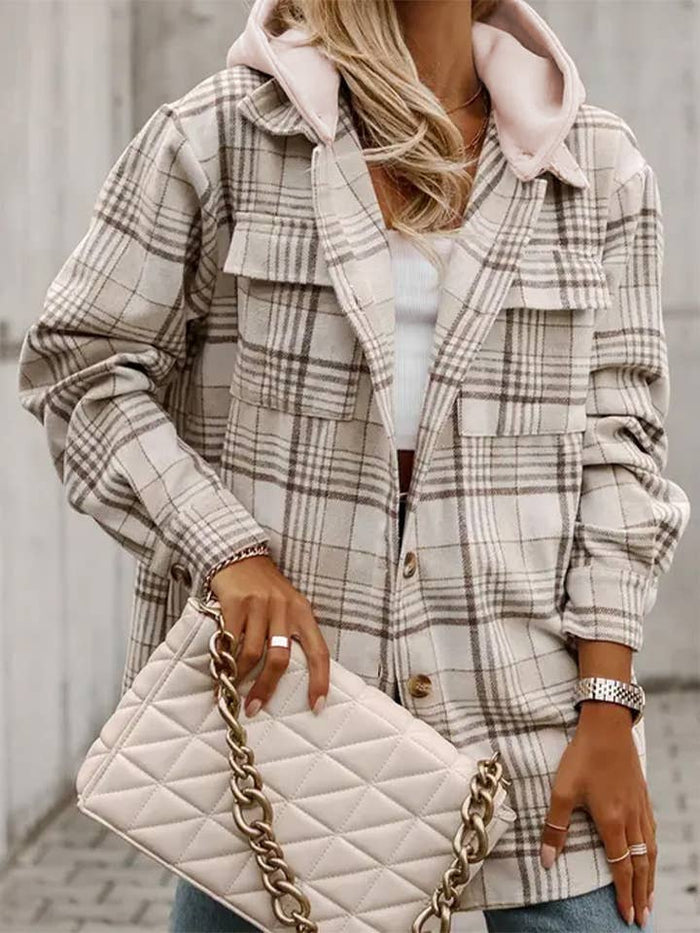 Khaki  Hooded Shacket