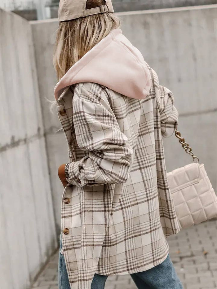 Khaki  Hooded Shacket