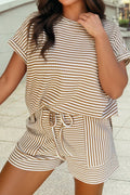Khaki Striped Shorts