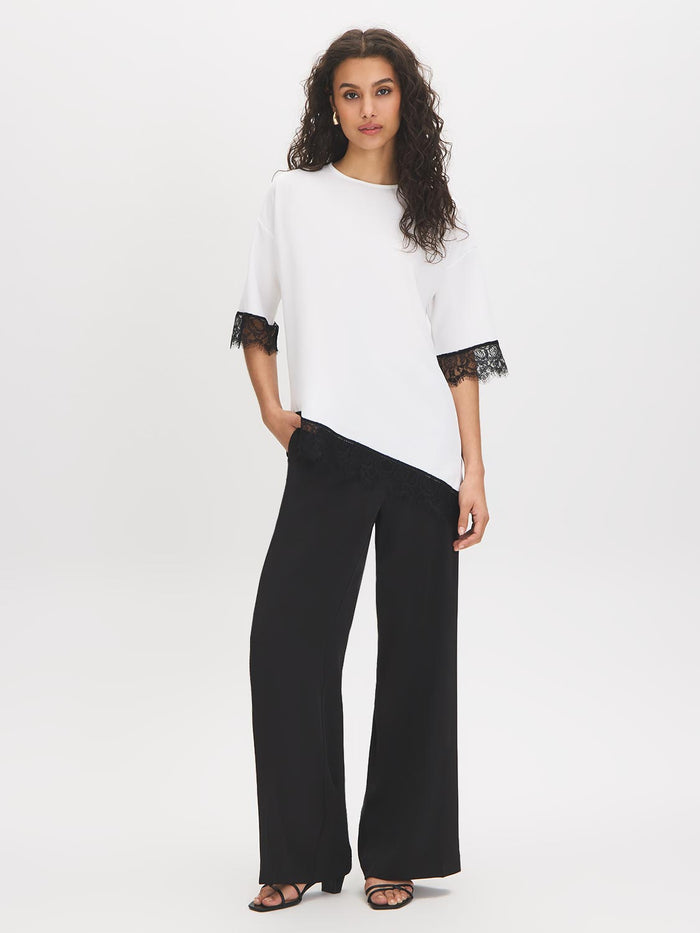 Lace Trim Asymmetrical Top