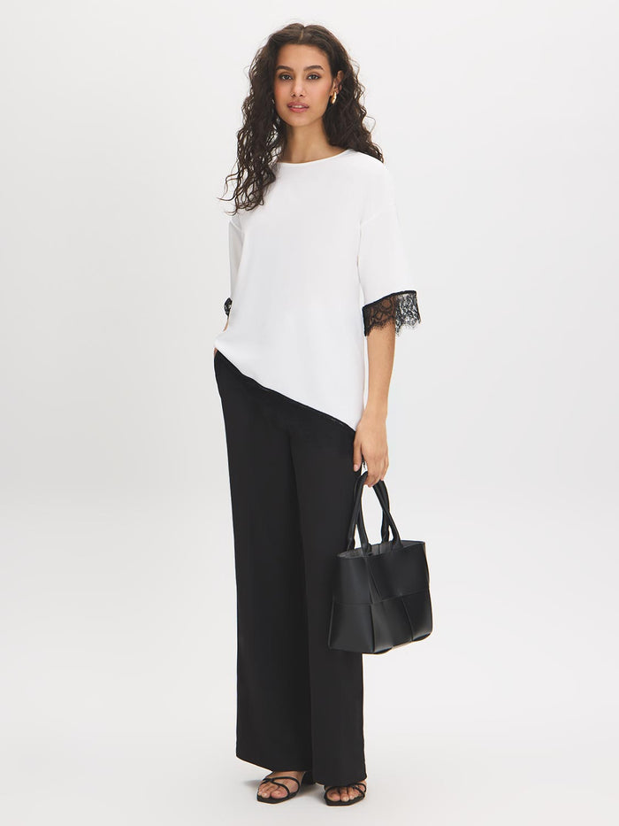Lace Trim Asymmetrical Top